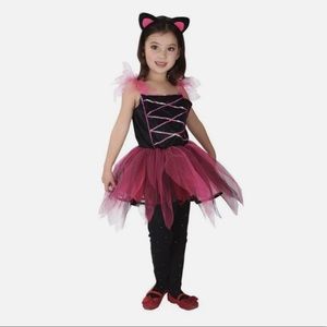 Spooktacular Girls' Lovely Cat Dress-Up Costume Set with Tail, M